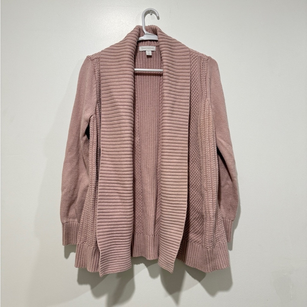 Charter club Women's Pink Open Front Cardigan Sweater size PM